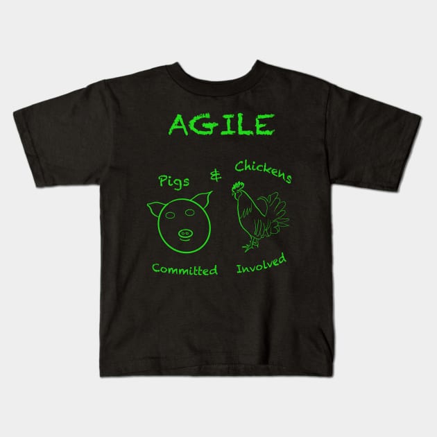 Agile Software Development,  Pigs and Chickens Illustration Kids T-Shirt by WelshDesigns